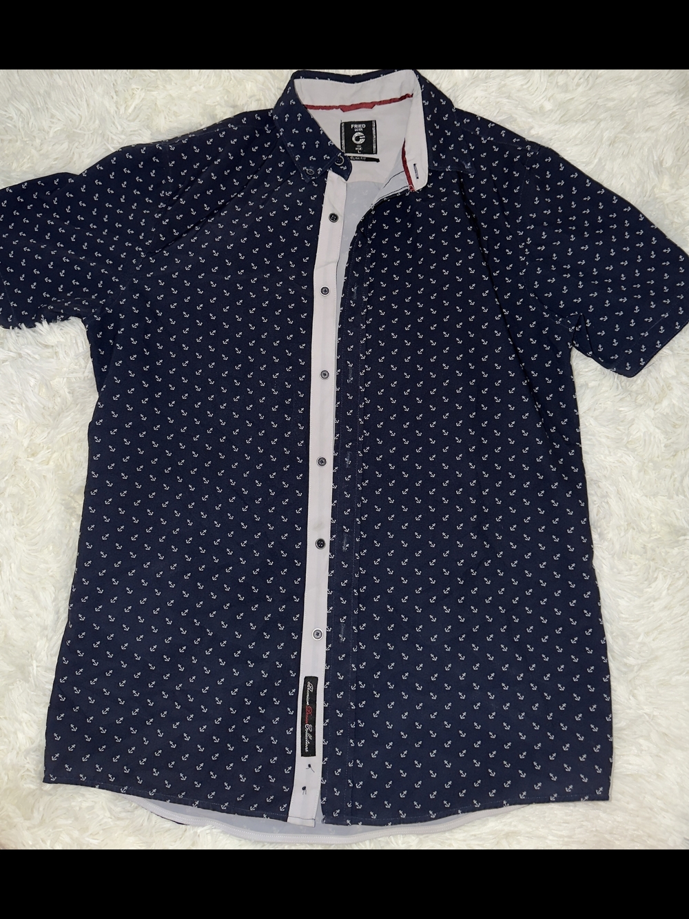 Navy Anchor Print Short Sleeve Shirt